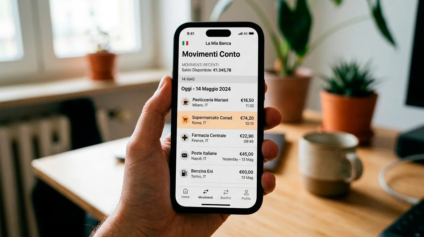 Schermata dell'app Postepay con elenco di movimenti relativi a depositi e prelievi su casinò ADM, evidenziato lo storico transazioni