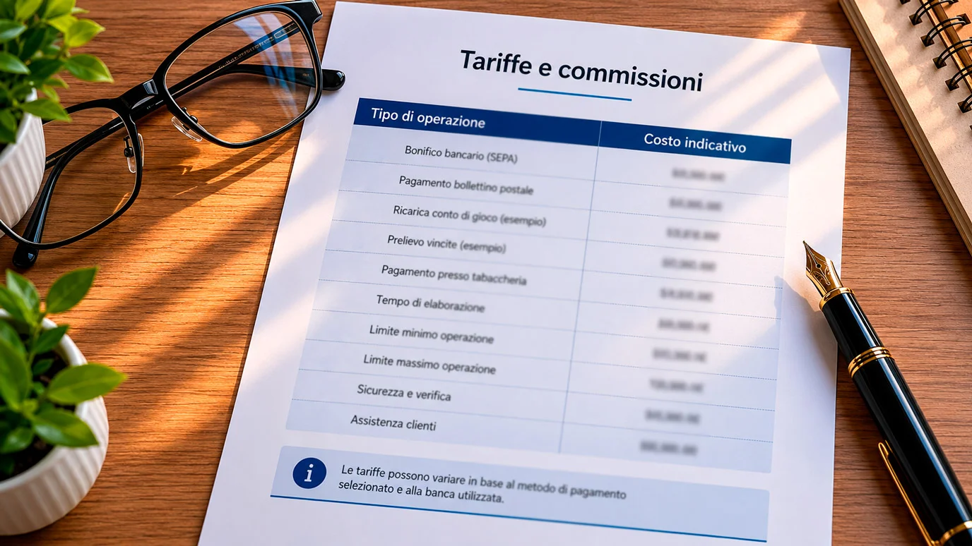 Confronto delle commissioni Postepay nei casinò online ADM